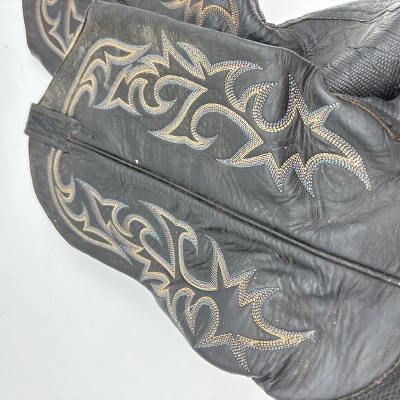 Vintage 80s Larry Mahan Cowboy Boots Western Exotic Lizard Men\'s 10 D main image 9